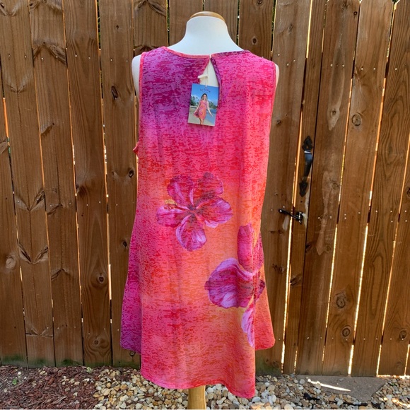 Kai Wahine Designs Burnout Tank Coverup | XL | Red Hibiscus NEW!! - Picture 5 of 8